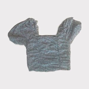 Wild Fable | EUC Ruched Floral Peasant Crop Top Size XS Blue and Pink